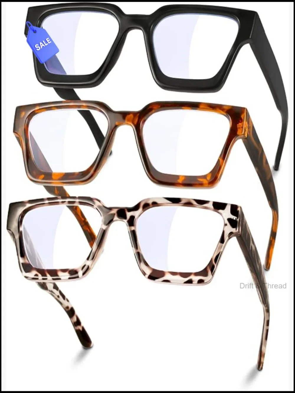 Oversized Rectangle Blue Light Blocking Glasses Non-Prescription Anti Eyestrain